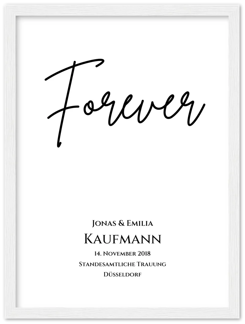 Personalisiertes Hochzeitsposter "Forever" | Hochzeitsgeschenk Bild mit Namen und Datum