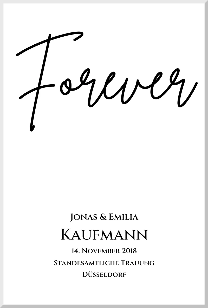 Personalisiertes Hochzeitsposter "Forever" | Hochzeitsgeschenk Bild mit Namen und Datum