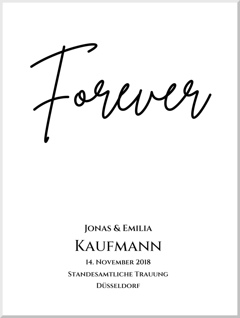 Personalisiertes Hochzeitsposter "Forever" | Hochzeitsgeschenk Bild mit Namen und Datum