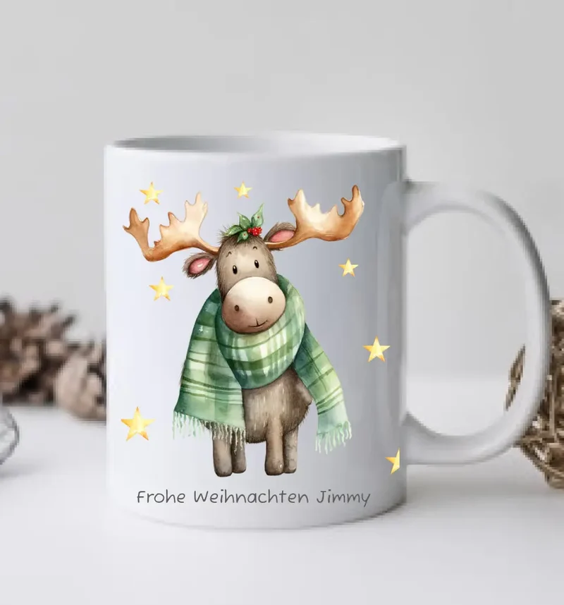 Geschenk Nikolaus, Weihnachten personalisiert - Kindertasse, Kinderbecher, Kinderteller - Nikolaustasse, Weihnachtstasse - mit Name