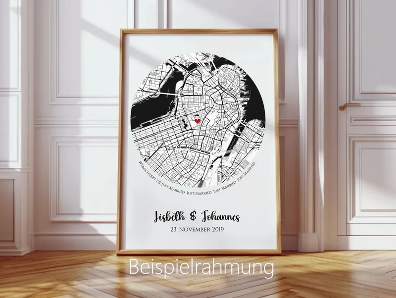 Wo alles begann personalisiertes Hochzeitsgeschenk Just Married | Stadtkarten Poster Geschenk Hochzeit Hochzeitstag, Jahrestag, Verlobung