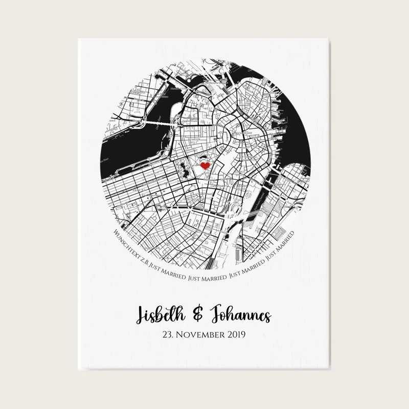 Wo alles begann personalisiertes Hochzeitsgeschenk Just Married | Stadtkarten Poster Geschenk Hochzeit Hochzeitstag, Jahrestag, Verlobung