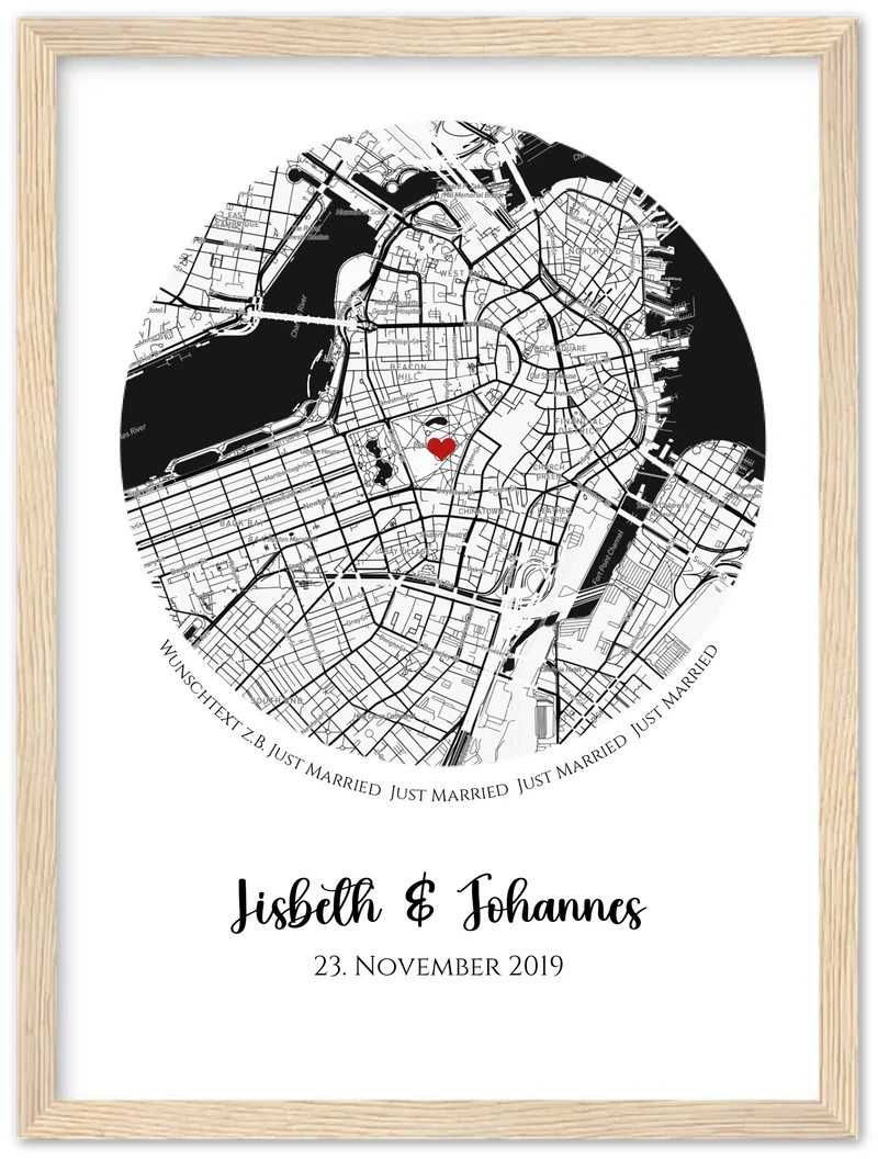Wo alles begann personalisiertes Hochzeitsgeschenk Just Married | Stadtkarten Poster Geschenk Hochzeit Hochzeitstag, Jahrestag, Verlobung