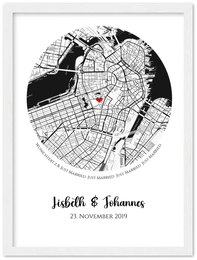 Wo alles begann personalisiertes Hochzeitsgeschenk Just Married | Stadtkarten Poster Geschenk Hochzeit Hochzeitstag, Jahrestag, Verlobung