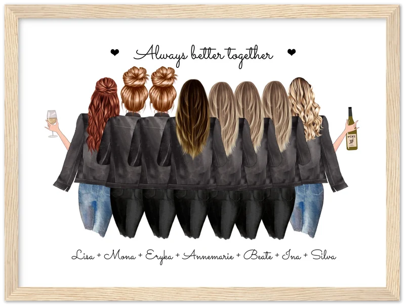8 Freundinnen Bild individuell mit Namen Spruch personalisieren - Geburtstagsgeschenk Poster