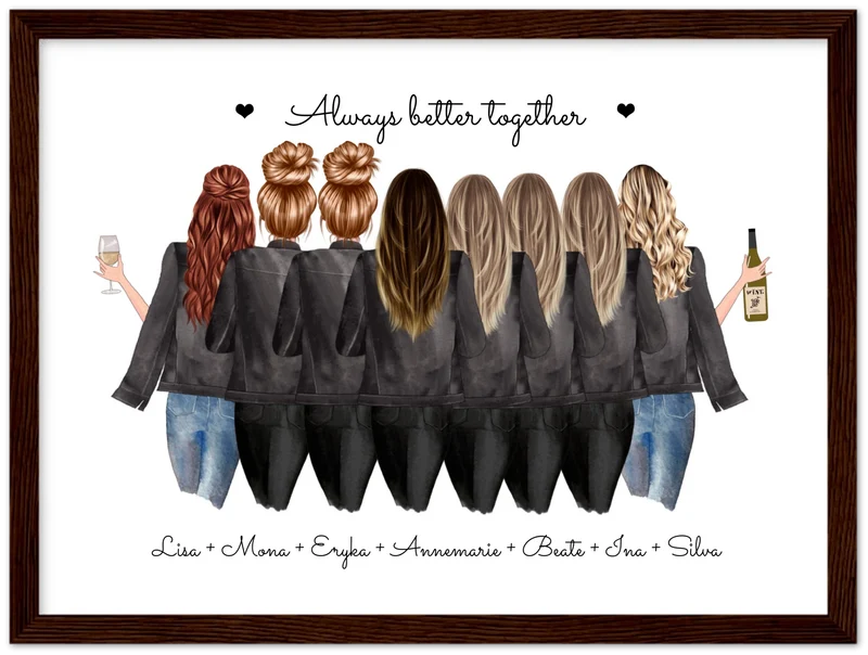8 Freundinnen Bild individuell mit Namen Spruch personalisieren - Geburtstagsgeschenk Poster