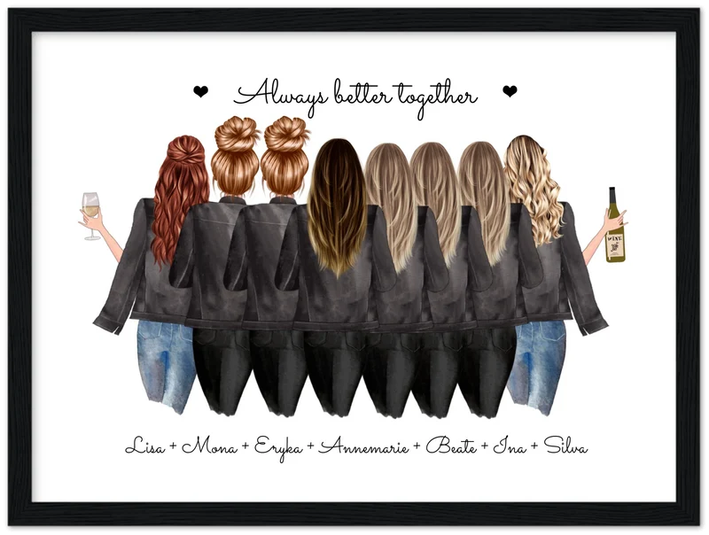 8 Freundinnen Bild individuell mit Namen Spruch personalisieren - Geburtstagsgeschenk Poster