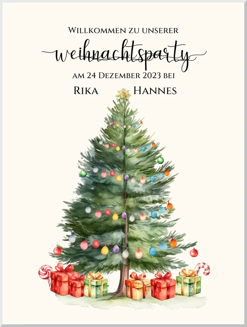 Weihnachtsposter | Willkommensschild Weihnachten | Einladung Weihnachtsfest | Weihnachtsschild Willkommen Schild mit Tannenbaum