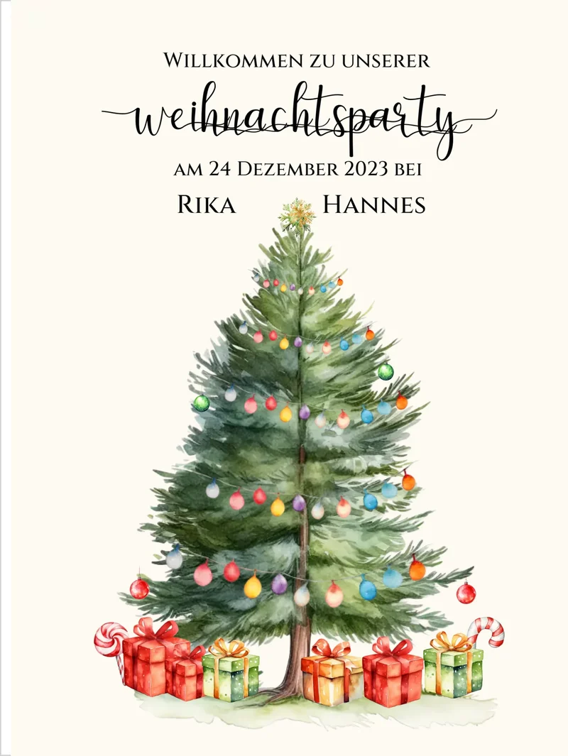 Weihnachtsposter | Willkommensschild Weihnachten | Einladung Weihnachtsfest | Weihnachtsschild Willkommen Schild mit Tannenbaum