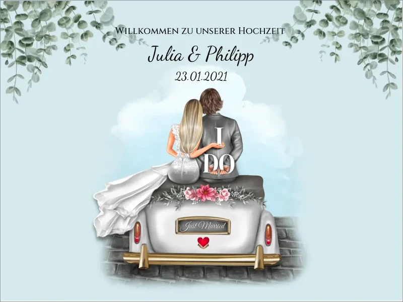 Willkommensposter Hochzeit | Willkommensschild Hochzeit personalisiert mit Namen Datum | Empfang Schild Hochzeit