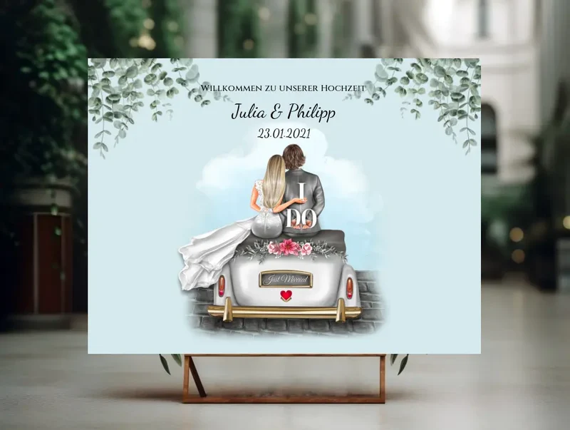Willkommensposter Hochzeit | Willkommensschild Hochzeit personalisiert mit Namen Datum | Empfang Schild Hochzeit