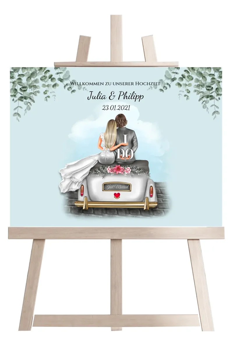 Willkommensposter Hochzeit | Willkommensschild Hochzeit personalisiert mit Namen Datum | Empfang Schild Hochzeit