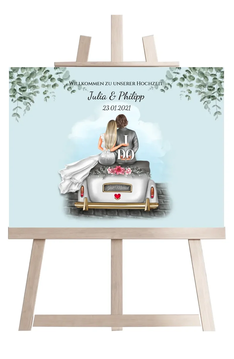 Willkommensposter Hochzeit | Willkommensschild Hochzeit personalisiert mit Namen Datum | Empfang Schild Hochzeit