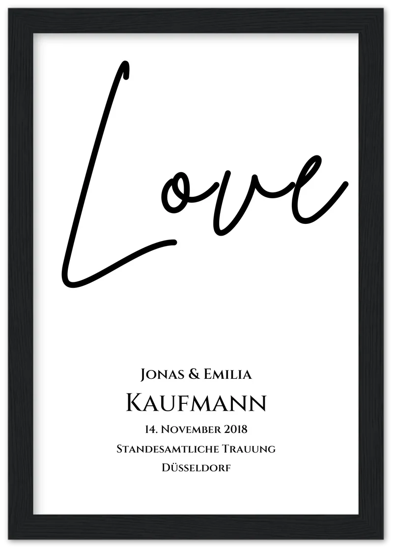 "LOVE" Personalisiertes Hochzeitsposter | Hochzeitsgeschenk Bild mit Namen und Datum