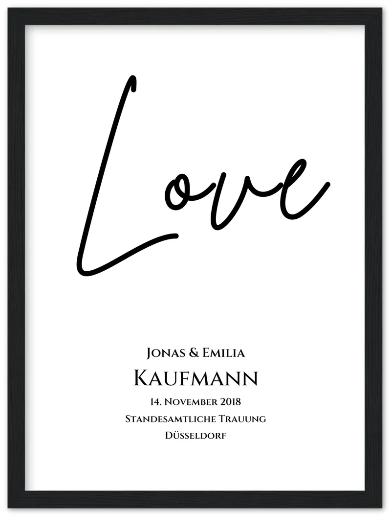 "LOVE" Personalisiertes Hochzeitsposter | Hochzeitsgeschenk Bild mit Namen und Datum