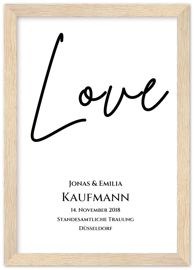 "LOVE" Personalisiertes Hochzeitsposter | Hochzeitsgeschenk Bild mit Namen und Datum