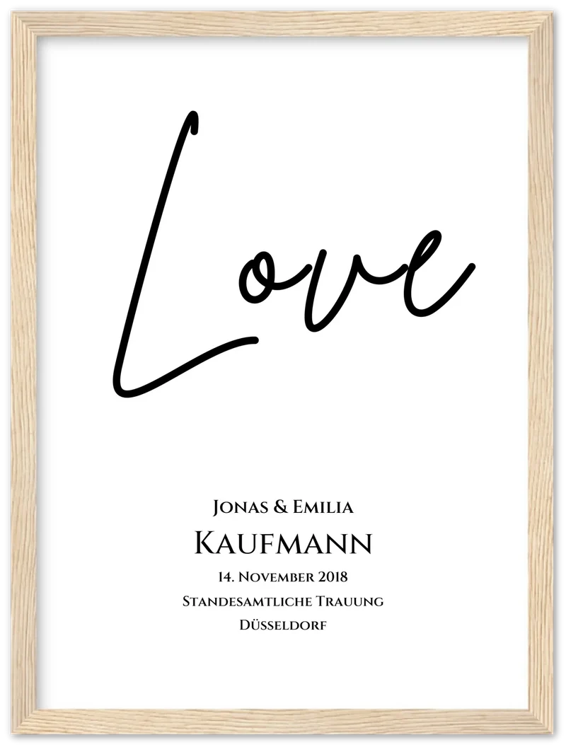 "LOVE" Personalisiertes Hochzeitsposter | Hochzeitsgeschenk Bild mit Namen und Datum