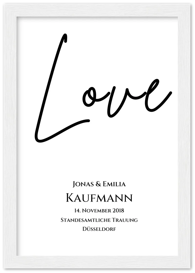 "LOVE" Personalisiertes Hochzeitsposter | Hochzeitsgeschenk Bild mit Namen und Datum