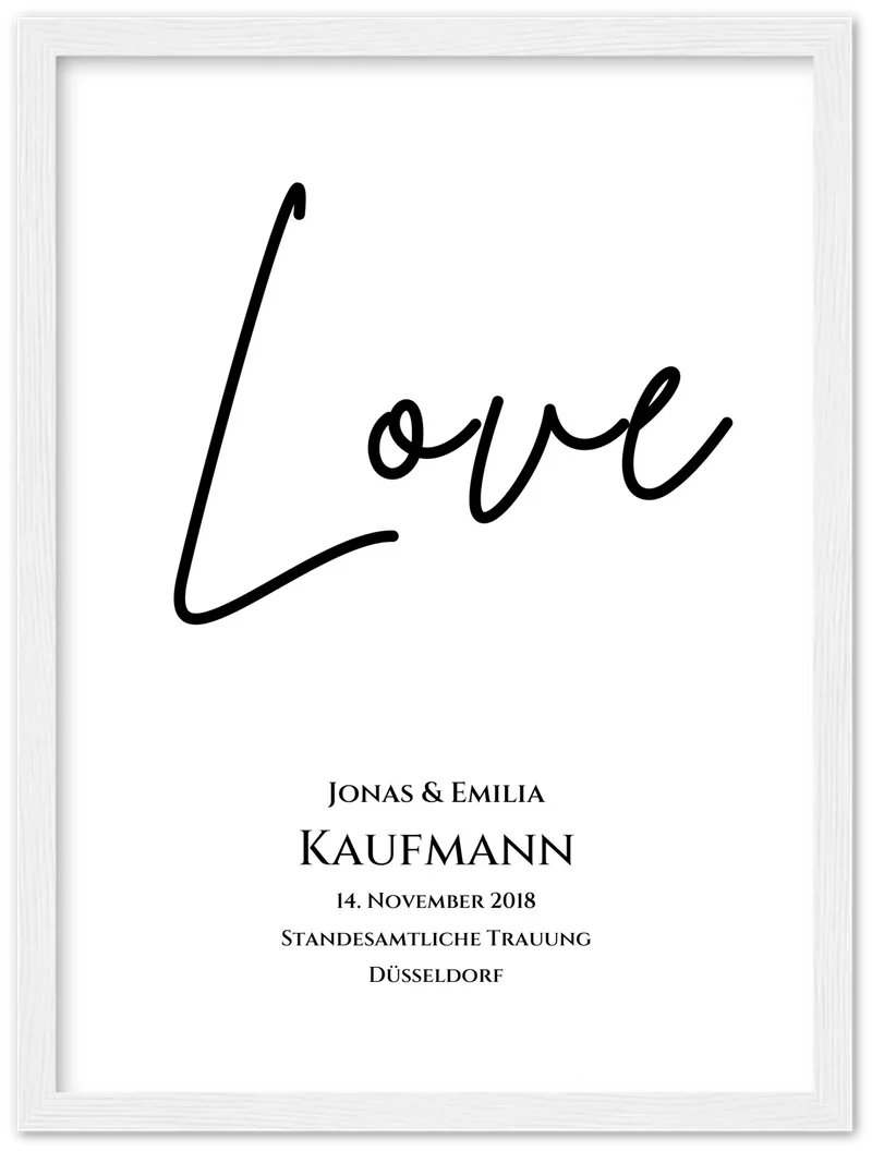 "LOVE" Personalisiertes Hochzeitsposter | Hochzeitsgeschenk Bild mit Namen und Datum