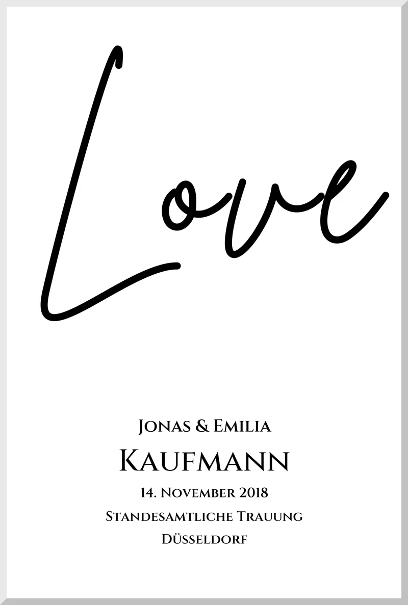 "LOVE" Personalisiertes Hochzeitsposter | Hochzeitsgeschenk Bild mit Namen und Datum