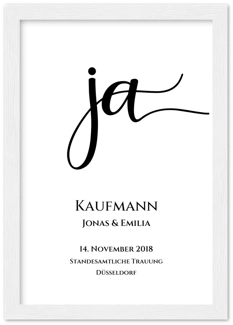 Personalisiertes Hochzeitsposter "JA" | Hochzeitsgeschenk mit Namen und Datum