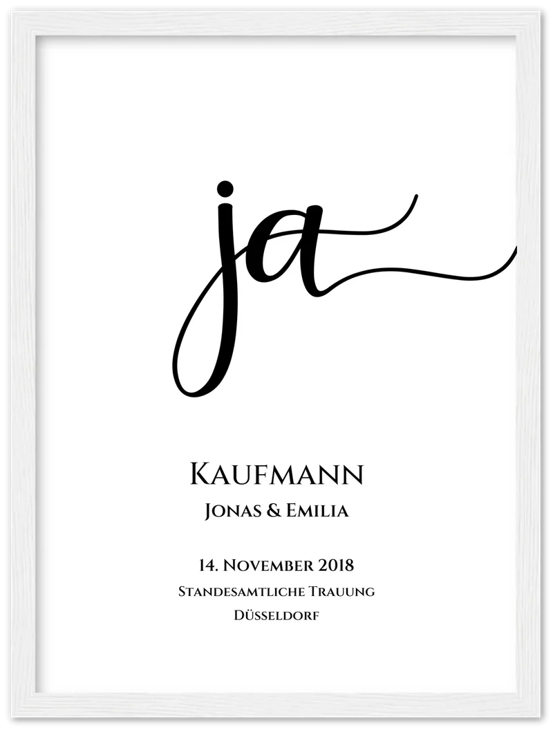 Personalisiertes Hochzeitsposter "JA" | Hochzeitsgeschenk mit Namen und Datum