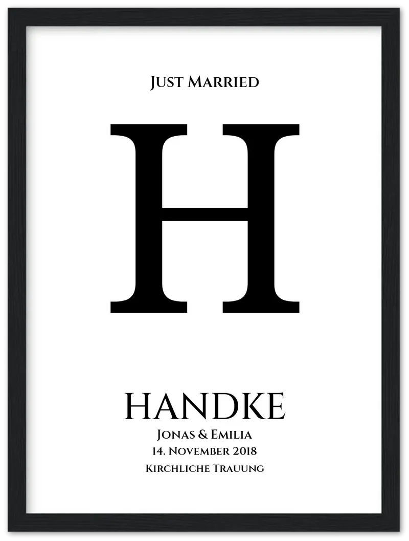 Personalisiertes Hochzeitsposter "Just Married" | Hochzeitsgeschenk mit Namen und Datum