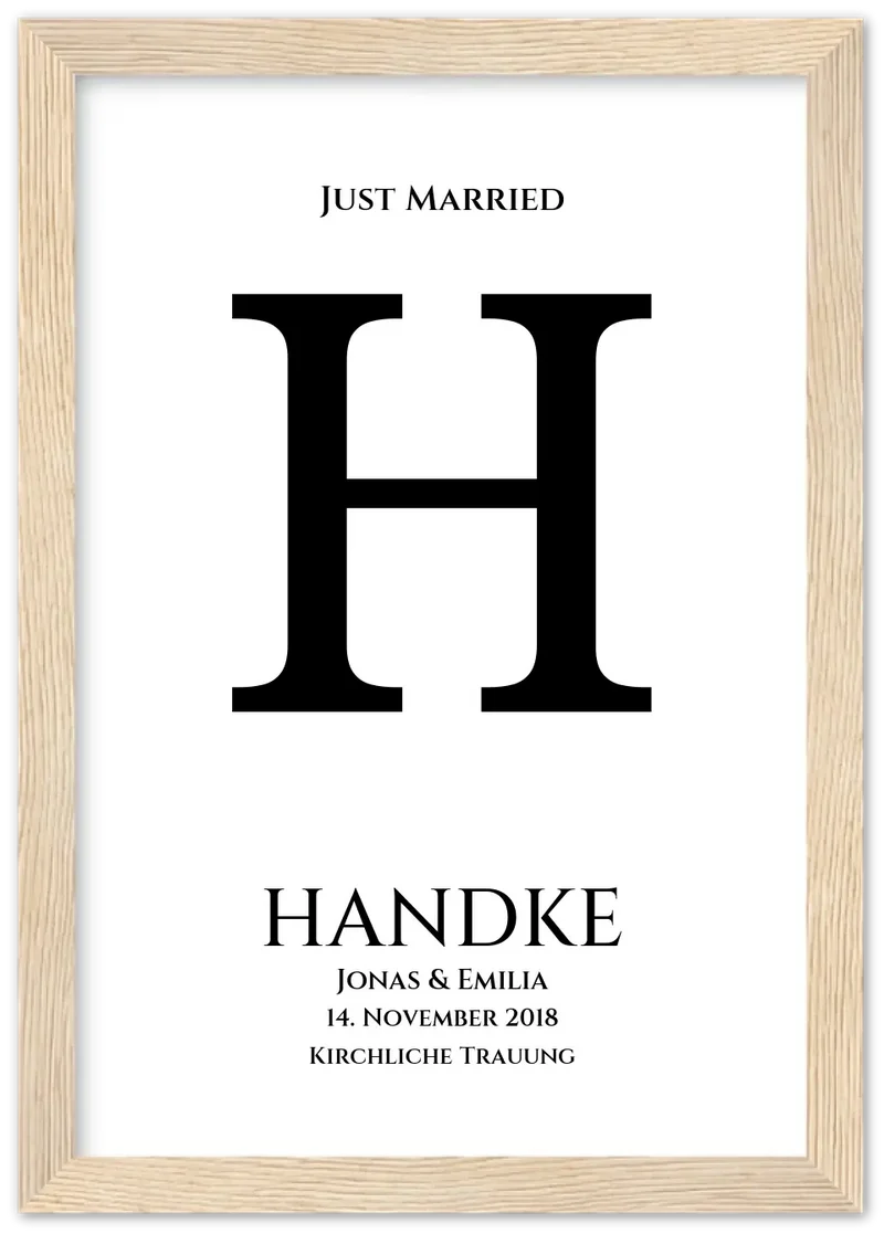 Personalisiertes Hochzeitsposter "Just Married" | Hochzeitsgeschenk mit Namen und Datum