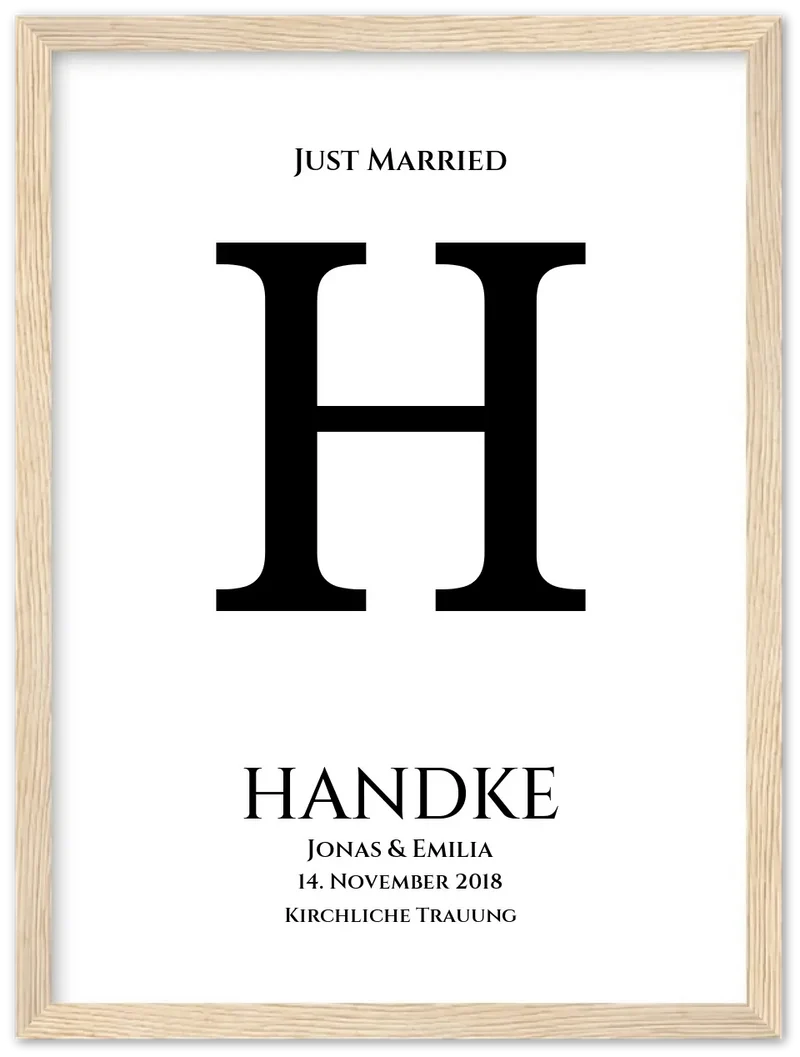 Personalisiertes Hochzeitsposter "Just Married" | Hochzeitsgeschenk mit Namen und Datum