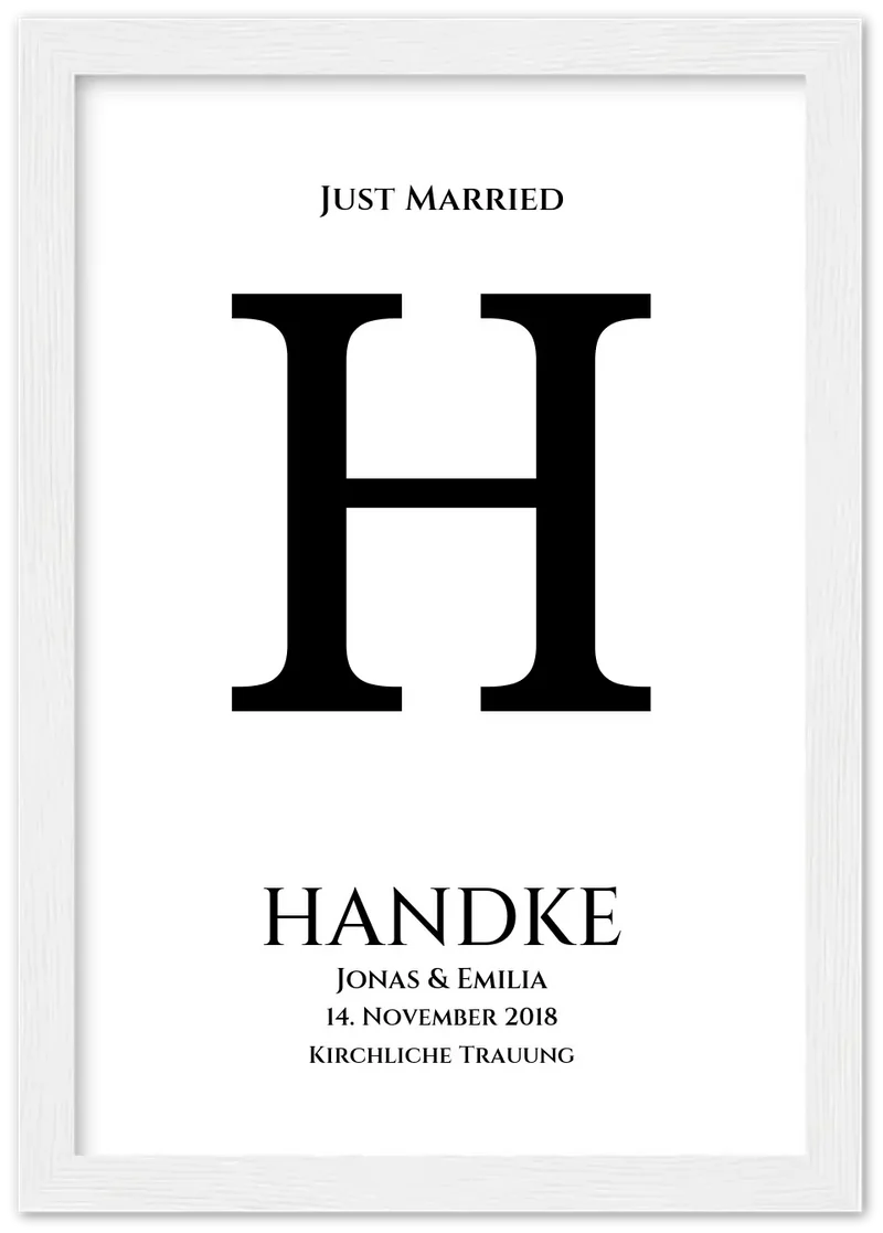 Personalisiertes Hochzeitsposter "Just Married" | Hochzeitsgeschenk mit Namen und Datum