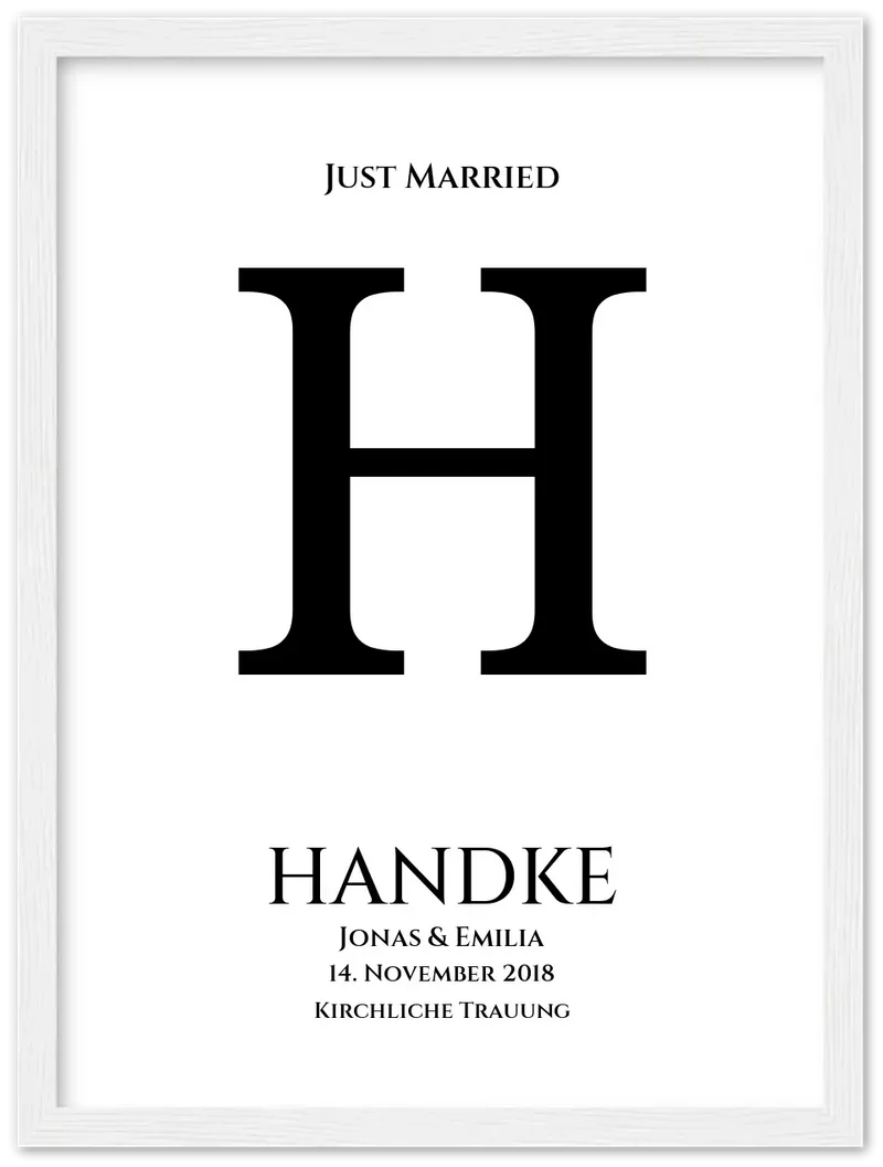 Personalisiertes Hochzeitsposter "Just Married" | Hochzeitsgeschenk mit Namen und Datum