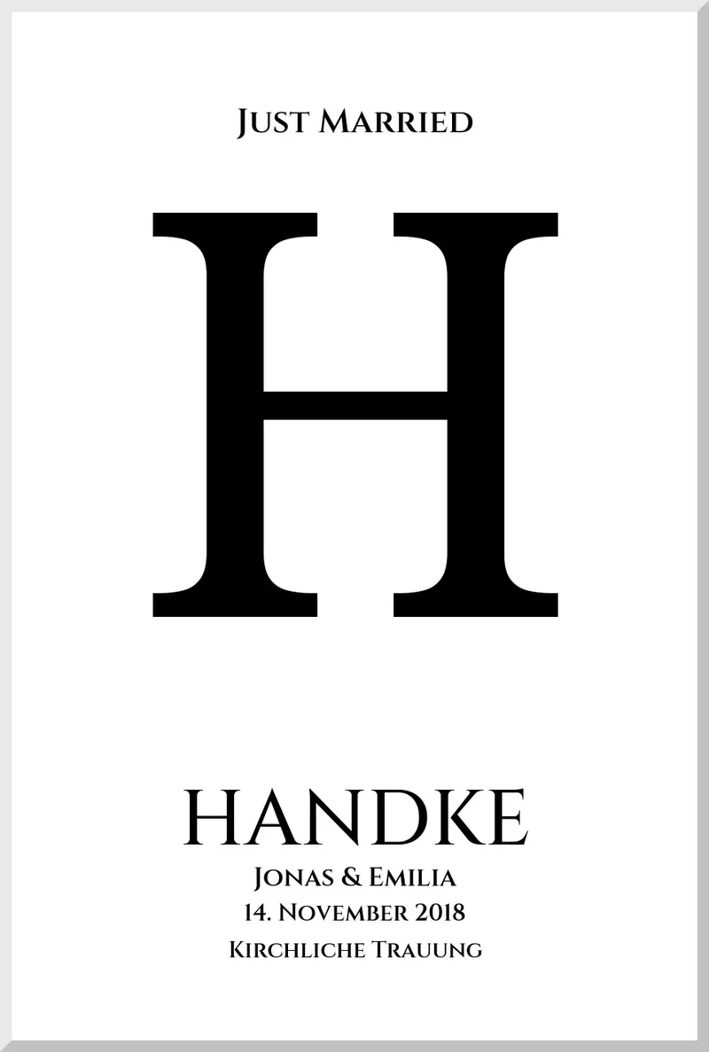 Personalisiertes Hochzeitsposter "Just Married" | Hochzeitsgeschenk mit Namen und Datum