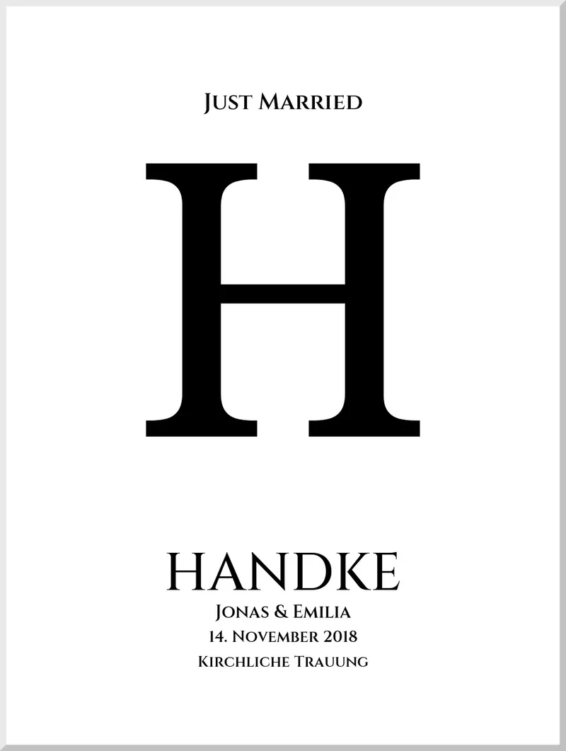 Personalisiertes Hochzeitsposter "Just Married" | Hochzeitsgeschenk mit Namen und Datum