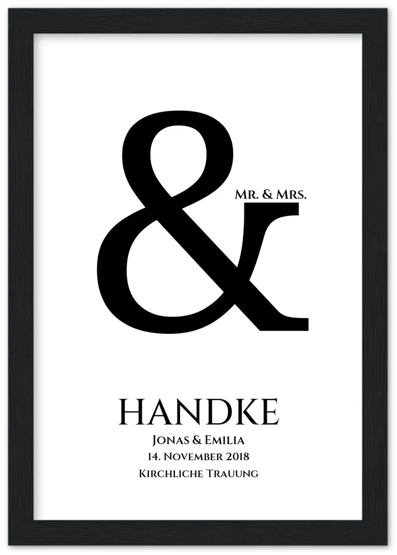 Personalisiertes Hochzeitsposter mit Namen und Datum "Ampersand"