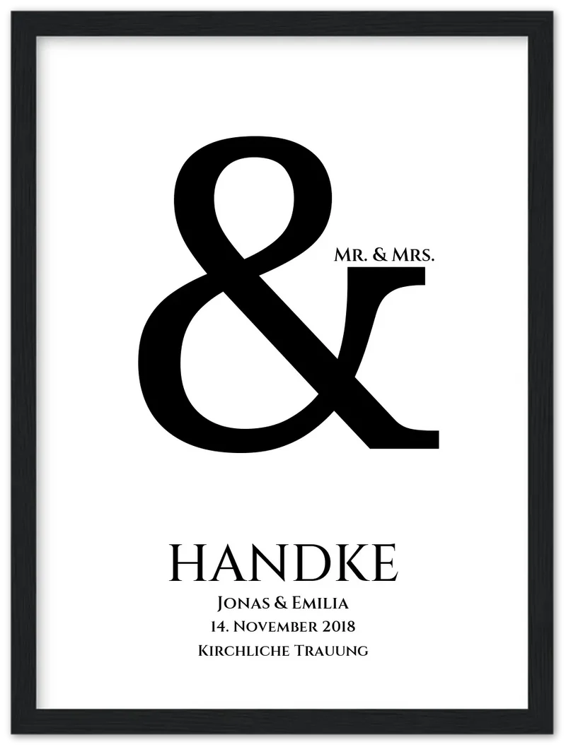Personalisiertes Hochzeitsposter mit Namen und Datum "Ampersand"