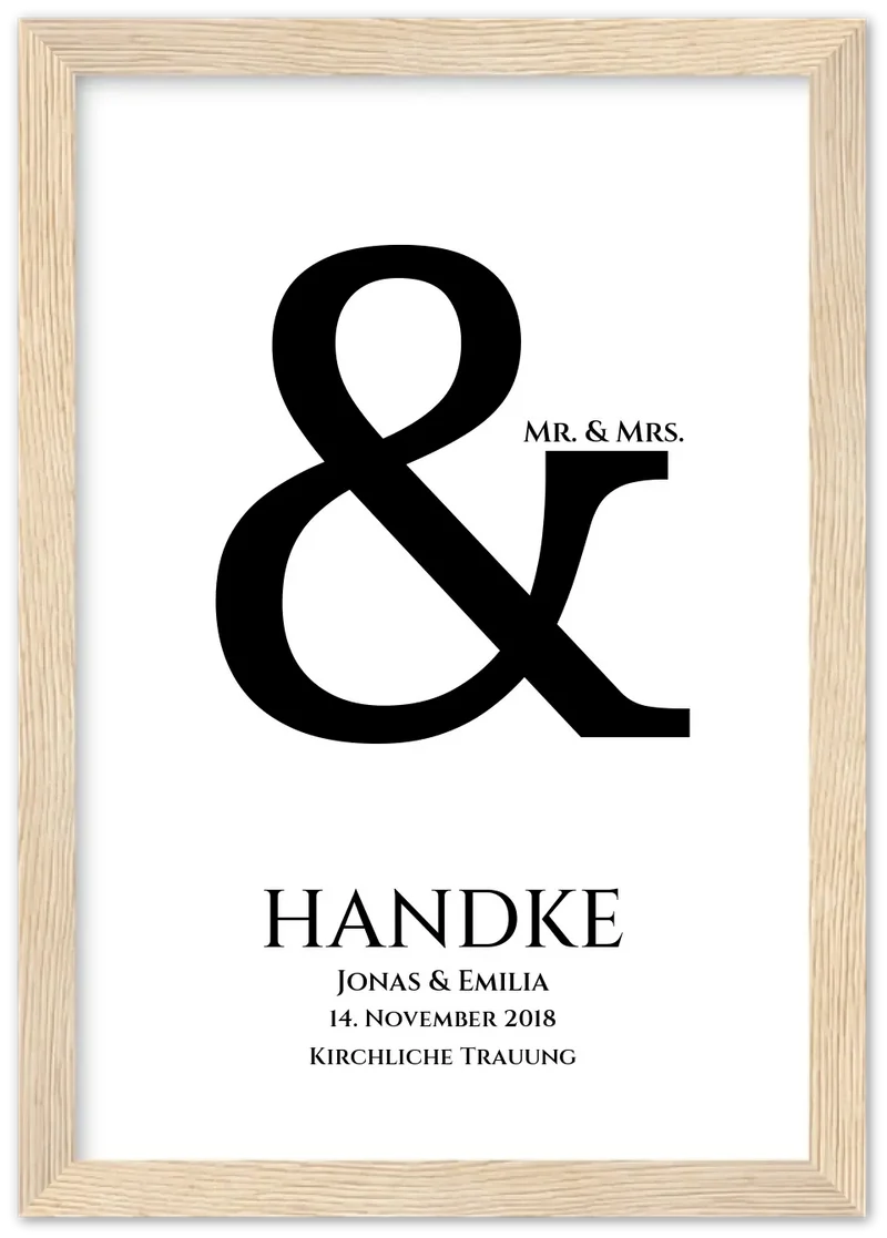 Personalisiertes Hochzeitsposter mit Namen und Datum "Ampersand"