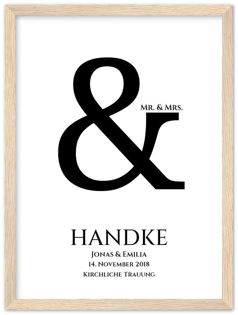 Personalisiertes Hochzeitsposter mit Namen und Datum "Ampersand"