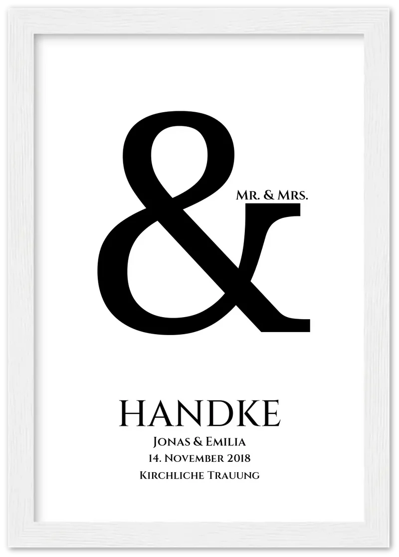 Personalisiertes Hochzeitsposter mit Namen und Datum "Ampersand"