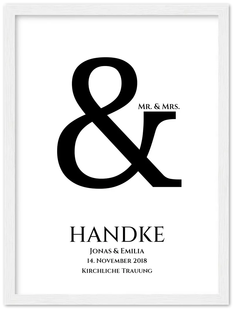 Personalisiertes Hochzeitsposter mit Namen und Datum "Ampersand"