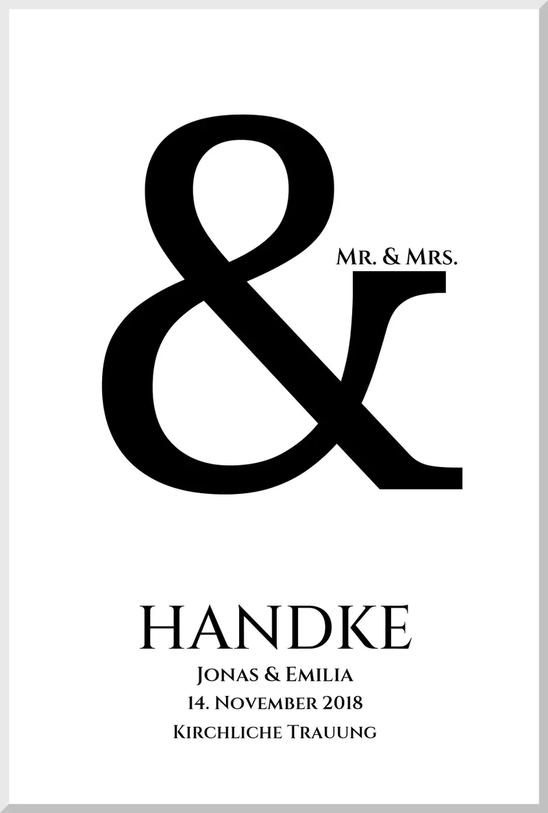 Personalisiertes Hochzeitsposter mit Namen und Datum "Ampersand"