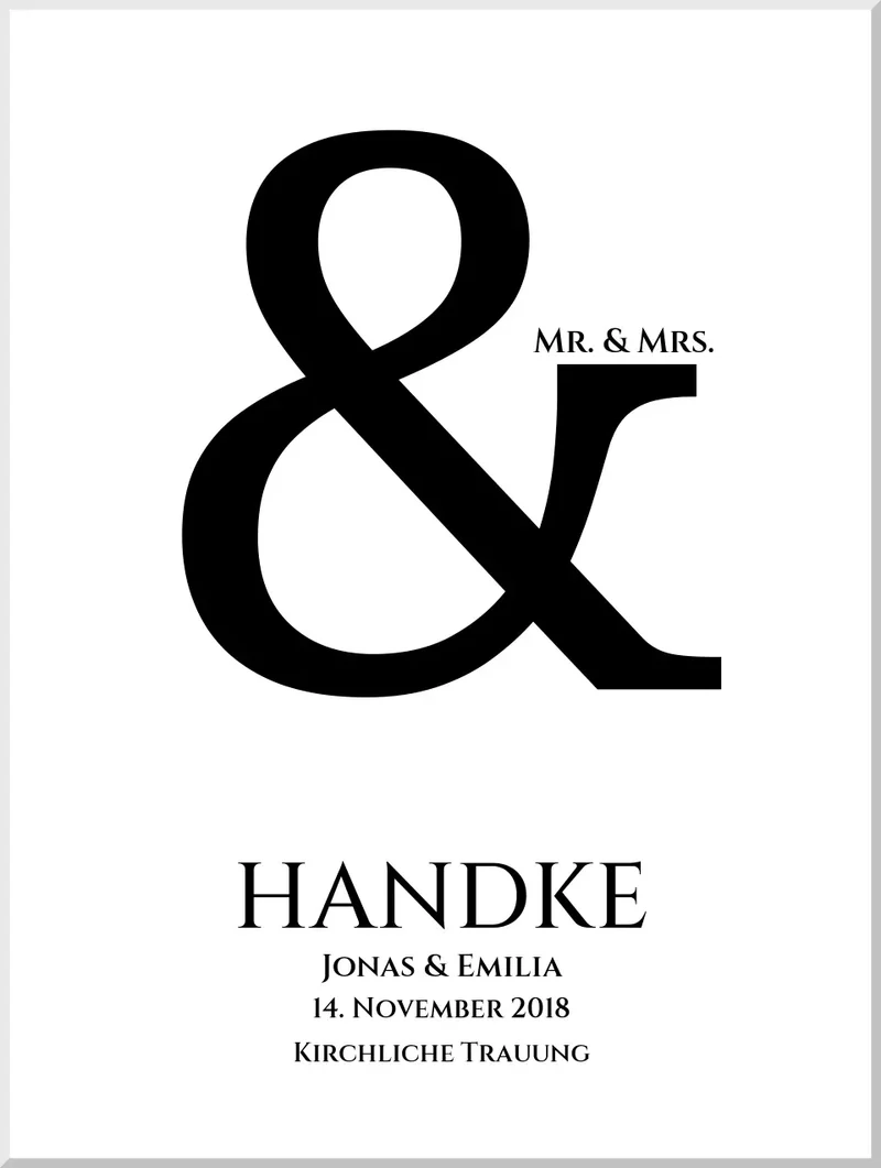 Personalisiertes Hochzeitsposter mit Namen und Datum "Ampersand"