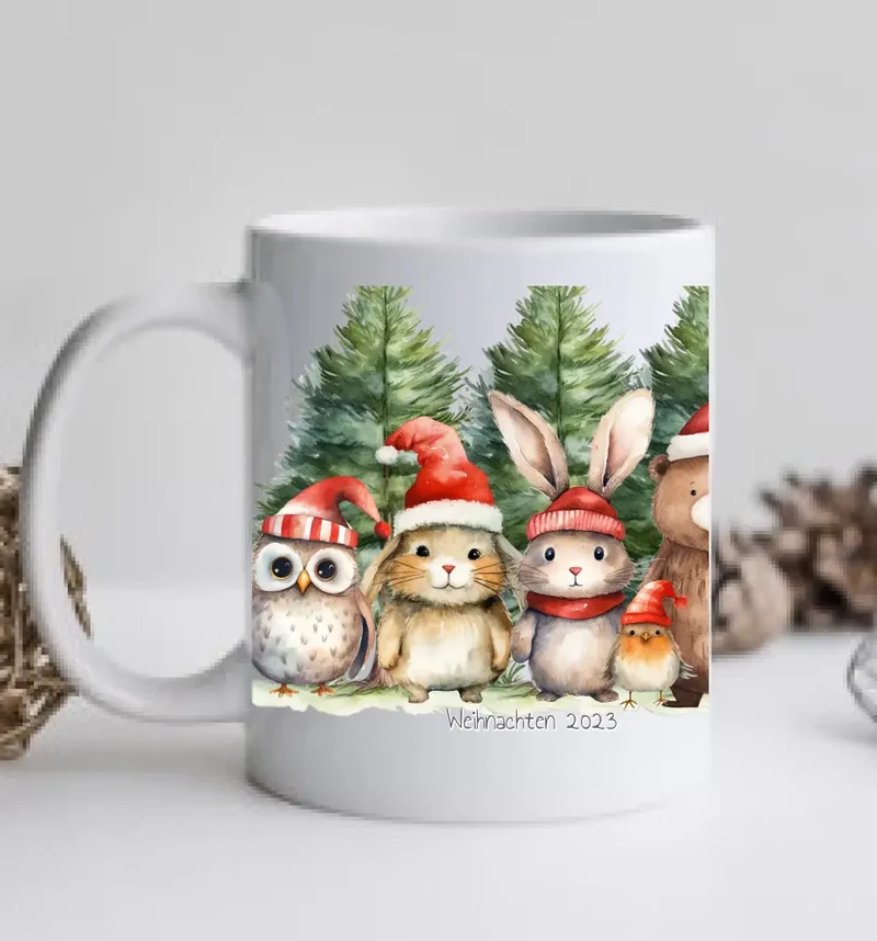 Geschenk Nikolaus, Weihnachten personalisiert - Kindertasse, Kinderbecher, Kinderteller - Nikolaustasse, Weihnachtstasse - mit Name