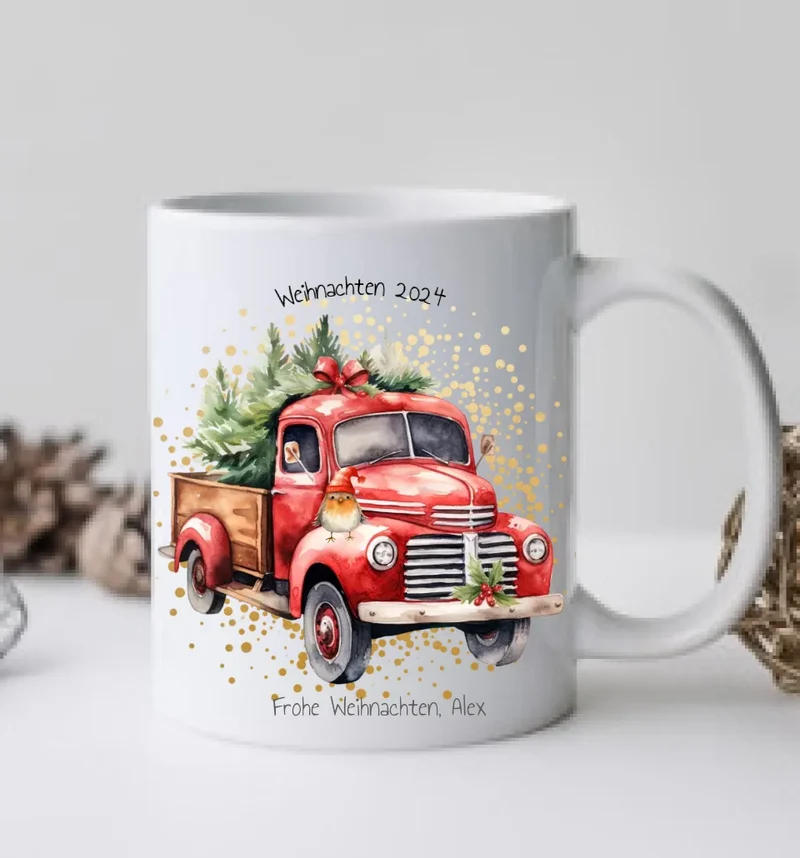 Geschenk Nikolaus, Weihnachten personalisiert - Kindertasse, Kinderbecher, Kinderteller - Nikolaustasse, Weihnachtstasse - mit Name