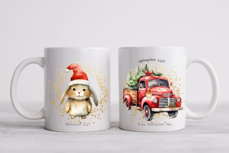 Geschenk Nikolaus, Weihnachten personalisiert - Kindertasse, Kinderbecher, Kinderteller - Nikolaustasse, Weihnachtstasse - mit Name