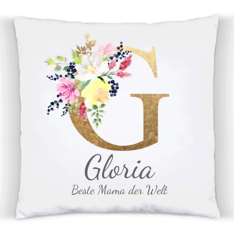 Personalisiertes Kissen Geschenk - Monogramm Buchstabe - Weihnachtsgeschenk Mama, Papa, Oma, Opa