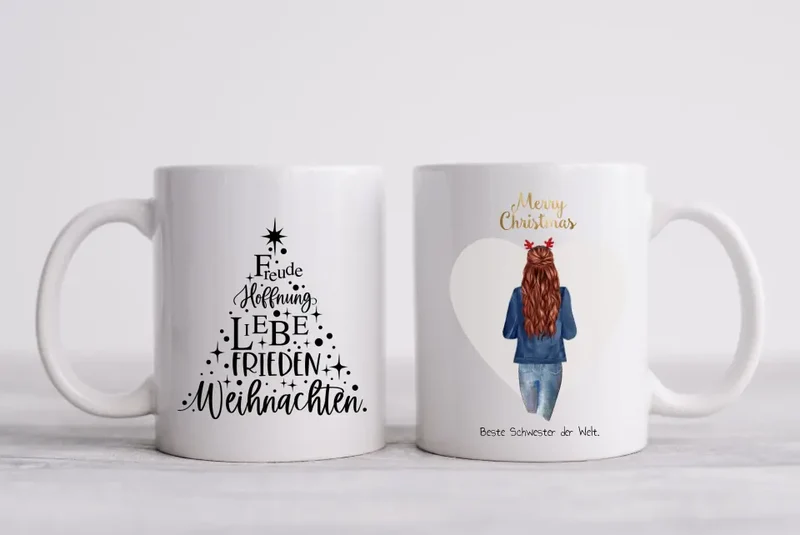 Weihnachtsgeschenk Schwester, Lieblingsschwester- personalisierte Tasse beste Schwester - Weihnachtsgeschenk