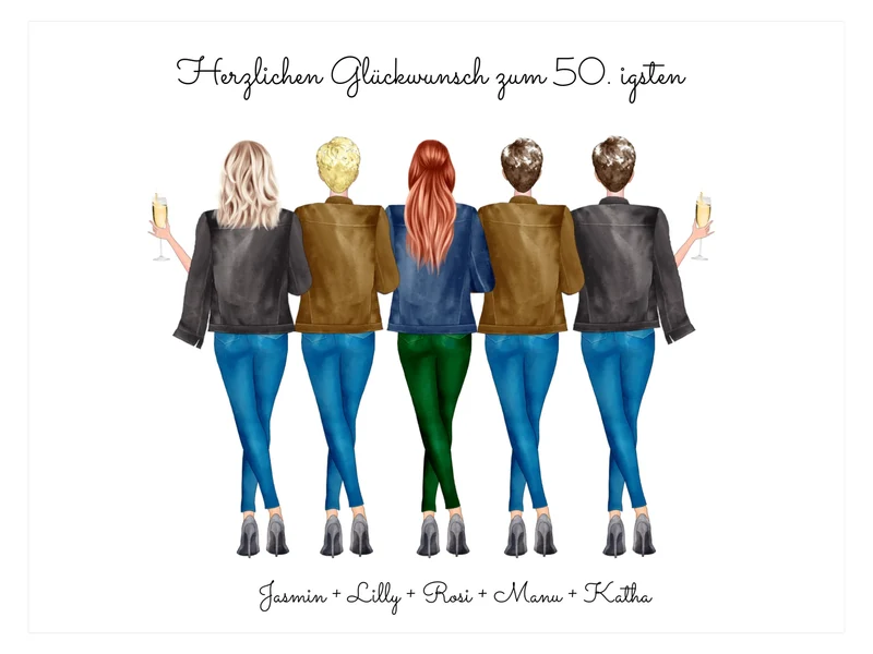 50 Geburtstag Frau & beste Freundin - Bild & Poster Geschenk personalisiert