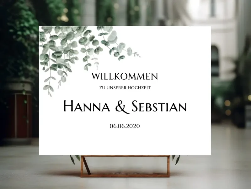 Willkommensposter Hochzeit | Willkommensschild Hochzeit personalisiert mit Namen Datum | Empfang Schild Hochzeit