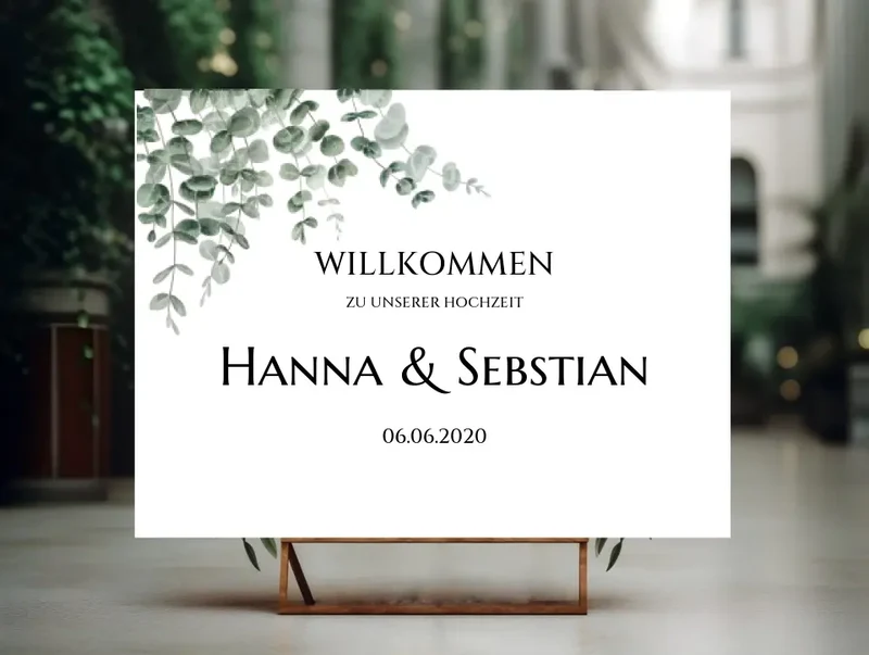 Willkommensposter Hochzeit | Willkommensschild Hochzeit personalisiert mit Namen Datum | Empfang Schild Hochzeit