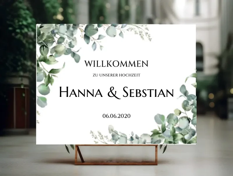 Willkommensposter Hochzeit | Willkommensschild Hochzeit personalisiert mit Namen Datum | Empfang Schild Hochzeit